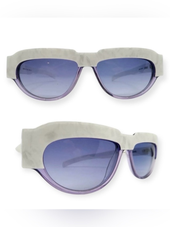 Vintage Accessories - 1980’s Silhouette Angular Sunglasses, Colorblock Purple white, Mod 3096, Austria